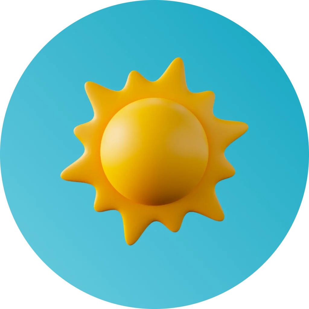 Icoon bij de installatie: een stralende zon